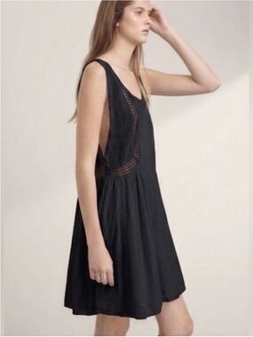 TNA Black Mini Dress with Lace Insets